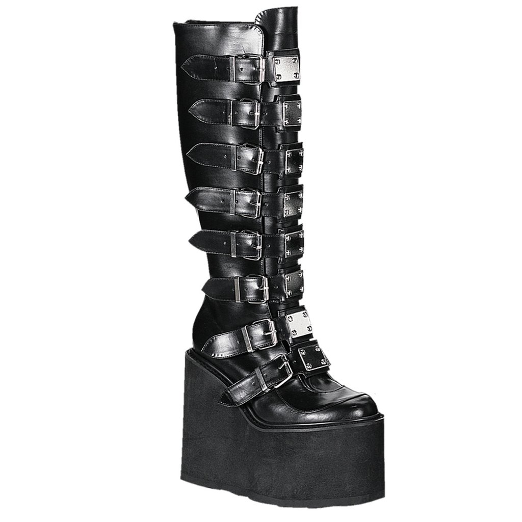 Bottes Hauteur Genoux Demonia Swing 815 Vegan Cuir Femme - Noir 53498-DJEY